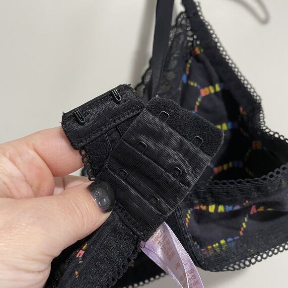 Savage X Fenty Cotton Essentials Bralette Pride Bra Black Caviar Rainbow XL - Picture 5 of 5